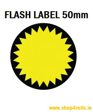 Zebra Flash Labels - 50mm Dia Flourescent - 1000 Labels Per Roll